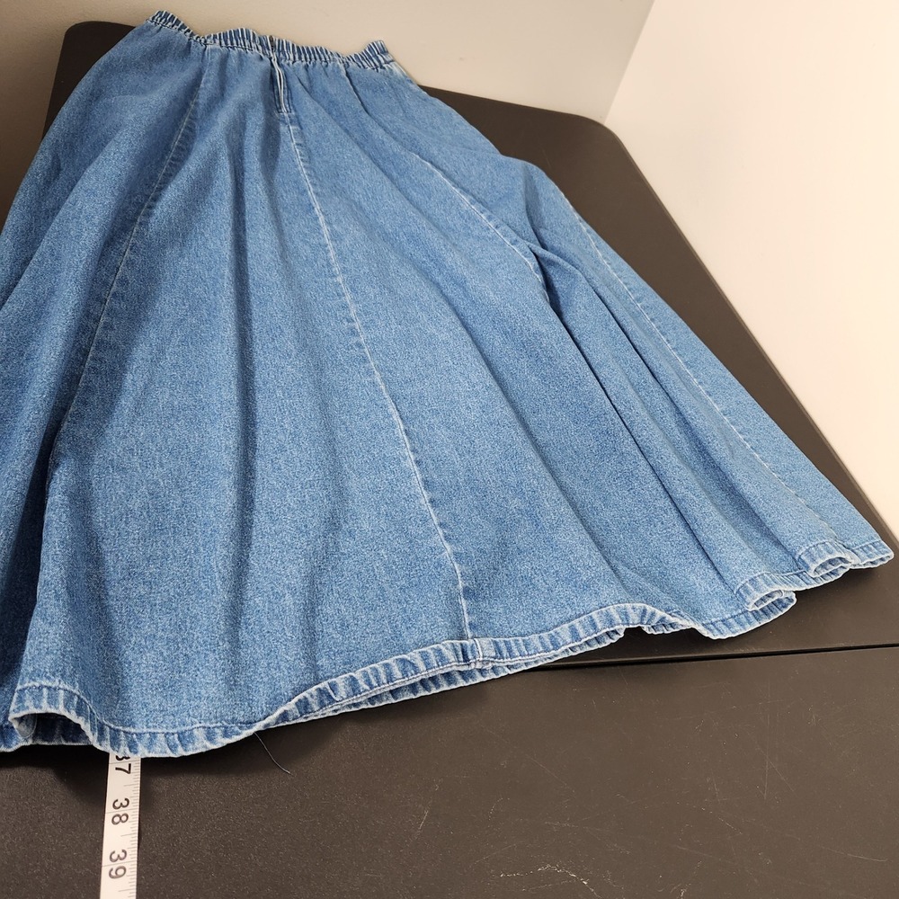 Rhythm Blue Womens Denim Maxi Skirt Blue Cotton High Waist Pocket Vintage S - Picture 7 of 9